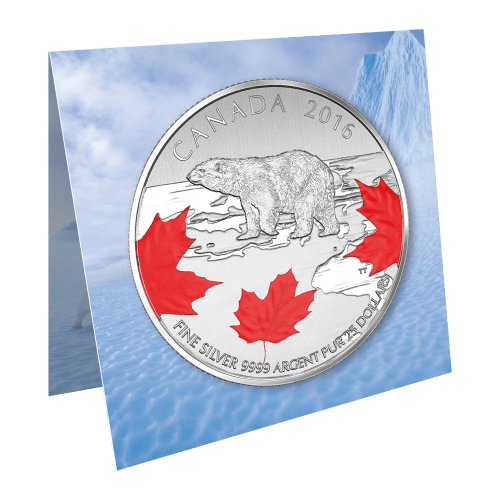 Pièce 1/4 once d'argent coloré 25 $ pour 25 $ Grand Nord 2016