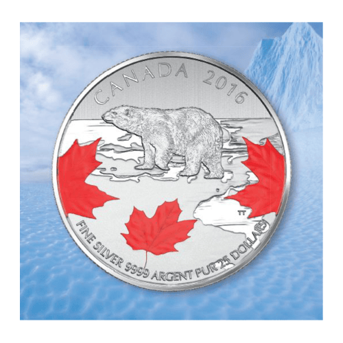 Pièce 1/4 once d'argent coloré 25 $ pour 25 $ Grand Nord 2016