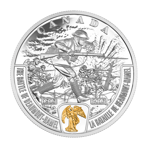 Pièce 1 once d'argent plaqué or Série Champs de bataille : La bataille de Beaumont-Hamel 2016