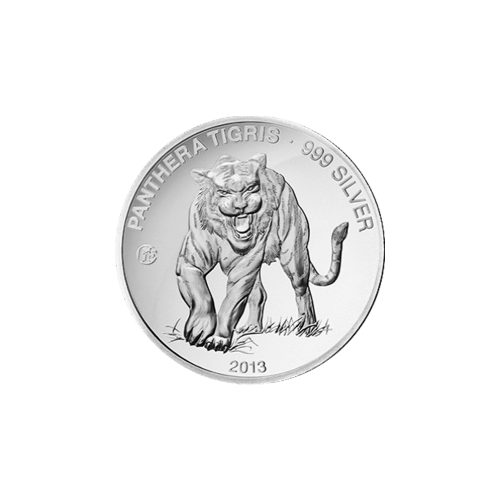 Pièce d'argent Épreuve numismatique Tigre du Laos avec marque d'atelier F15 2013