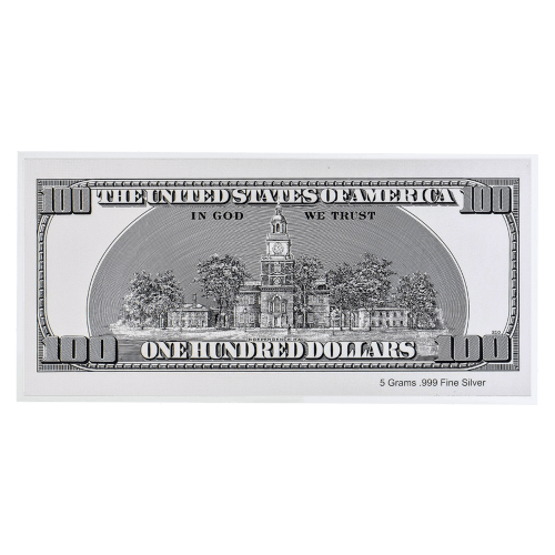 5 gram U.S. $100 Banknote Silver Bar