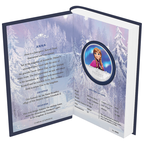 Pièce 1 once d'argent Épreuve numismatique Anna | La Reine des Neiges Disney 2016