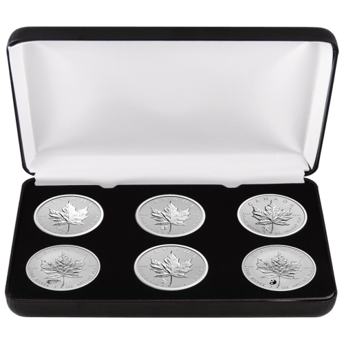 Set of 6 x 1 oz 2016 Canadian Maple Leaf Privy Mark Reverse Proof Silver Coins | Royal Canadian Mint