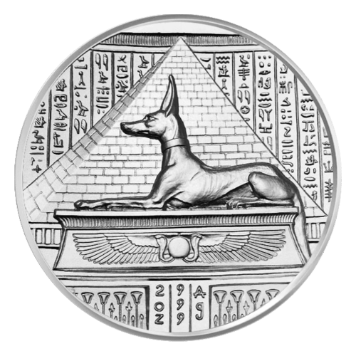 Ronde 2 onces d'argent Très haut relief Anubis | Elemetal Mint