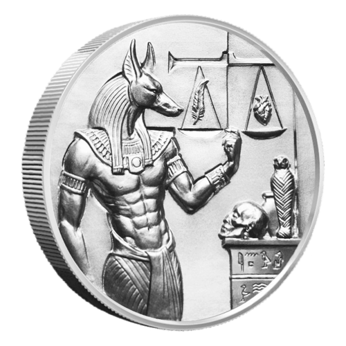 Ronde 2 onces d'argent Très haut relief Anubis | Elemetal Mint