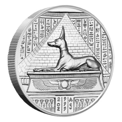 Ronde 2 onces d'argent Très haut relief Anubis | Elemetal Mint