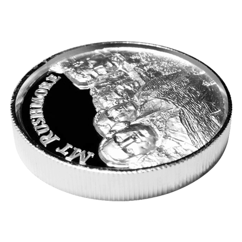 Ronde 2 onces d'argent Très haut relief Série Monuments américains : Mount Rushmore | Elemetal Mint