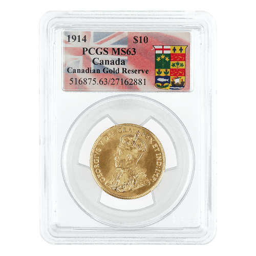 Pièce d'or de 10 $ de la Réserve canadienne d'or PCGS MS-63 1914
