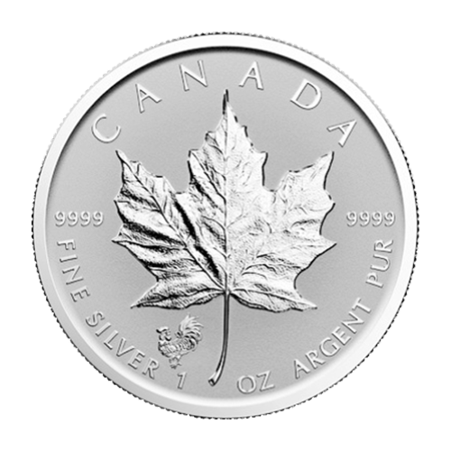 Pièce 1 once d'argent Épreuve numismatique inverse Feuille d'érable canadienne Marque d'atelier Année du Coq 2017
