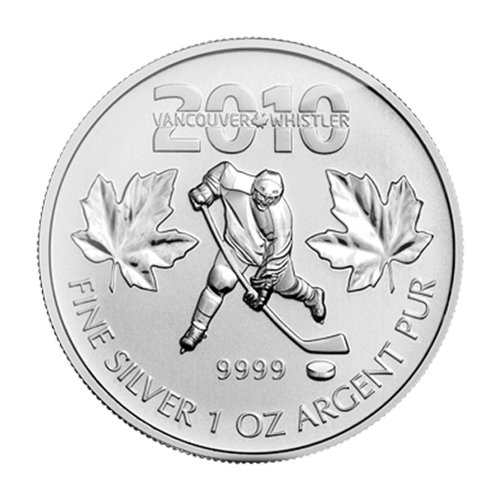 Pièce 1 once d'argent Hockey olympique canadien 2010