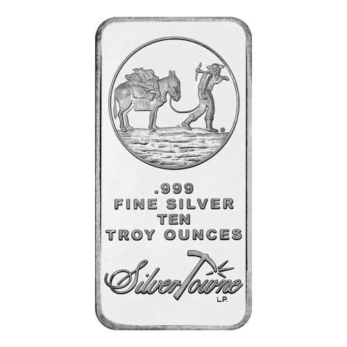 10 oz Prospector Silver Bar | Silvertowne Mint | Silver Gold Bull US