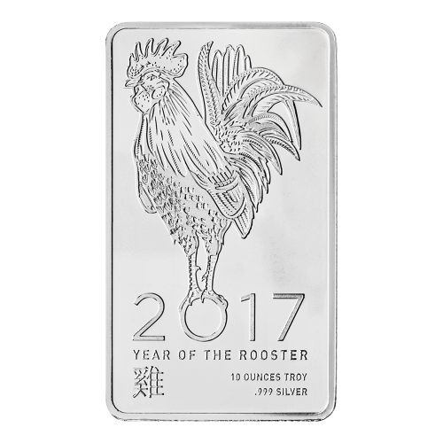 10 oz Lunar Year of the Rooster Silver Bar | Elemetal Mint