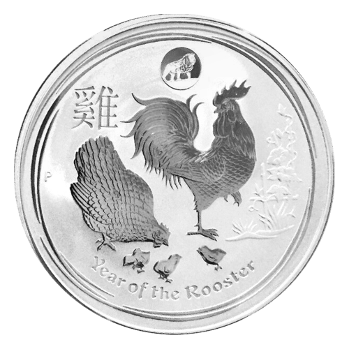 Pièce 1 once d'argent Lunaire Année du Coq Marque d'atelier Lion 2017 | Monnaie de Perth
