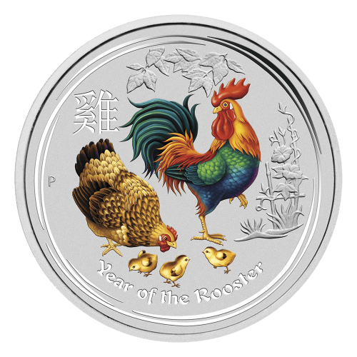 1 oz 2017 Lunar Year of the Rooster Colourized Silver Coin | Perth Mint