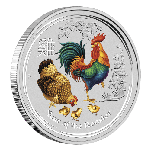 1 oz 2017 Lunar Year of the Rooster Colourized Silver Coin | Perth