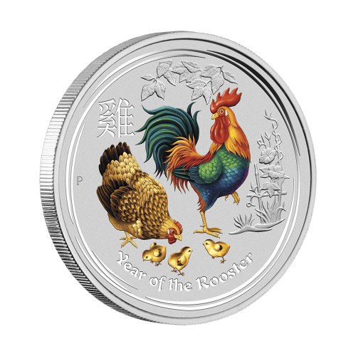 1/2 oz 2017 Lunar Year of the Rooster Colourized Silver Coin | Perth Mint