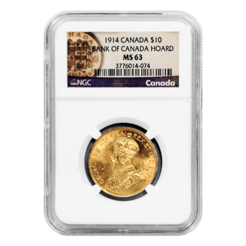 1914 $10 Canadian Gold Reserve NGC MS-63 Gold Coin | Royal
