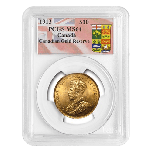 1913 $10 Canadian Gold Reserve PCGS MS-64 Gold Coin | Royal