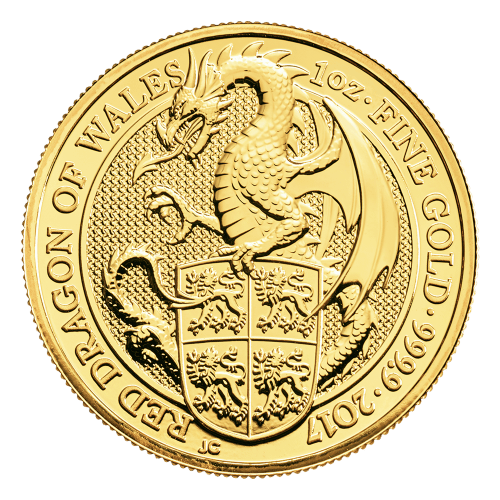 Pièce 1 once d'or Les Bêtes de la Reine : Dragon rouge du Pays de Galles 2017 | La Monnaie royale