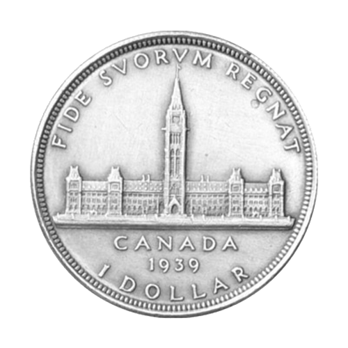 Pièce d'argent pur à 80 % Dollar canadien en circulation à valeur nominale de 1 $ de 1939