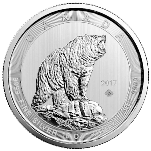 Pièce 10 onces d'argent Ours grizzli canadien 2017
