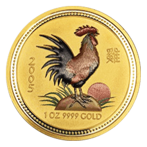 1 oz 2005 Lunar Year of the Rooster Colourized Gold Coin | Perth Mint