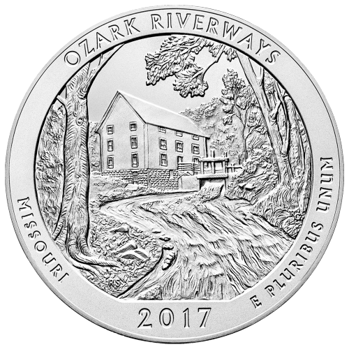 Pièce 5 onces d'argent American the Beautiful : Ozark National Scenic Riverways 2017 | Monnaie des États-Unis