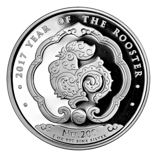 Pièce 1 once d'argent Lunaire Année du Coq du Royaume du Bhoutan 2017