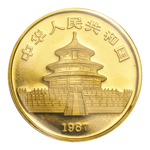 Pièce 1 once d'or Panda chinois 1987