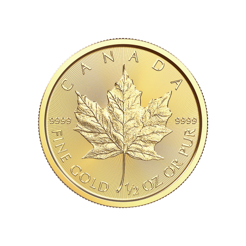 Pièce d'or Feuille d'érable canadienne 2018 de 1/2 once