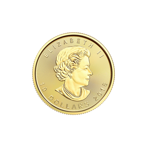 Pièce d'or Feuille d'érable canadienne 2018 de 1/4 d'once