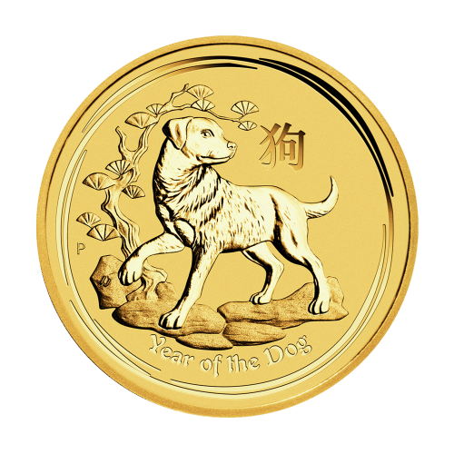 1/2 oz 2018 Lunar Year of the Dog Gold Coin | Perth Mint | Silver