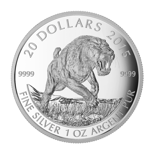 Pièce 1 once d'argent Le chat des cavernes américain 2015