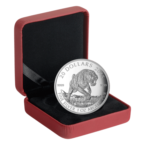 Pièce 1 once d'argent Le chat des cavernes américain 2015
