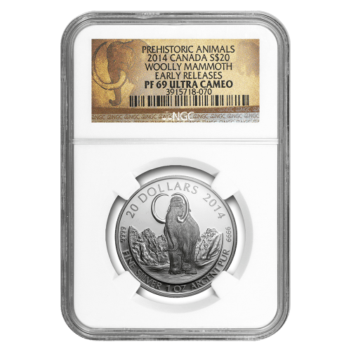 1 oz 2014 Woolly Mammoth NGC PF-69 (ER) Silver Coin