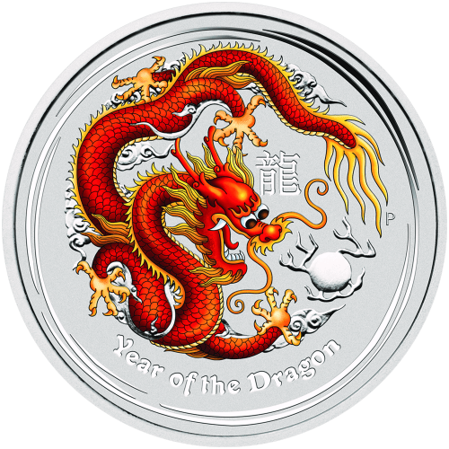 1 kilo 2012 Lunar Year of the Dragon Colourized Silver Coin