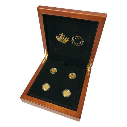 Ensemble de 4 pièces d'or Ô Canada 2014 de 1/10 once