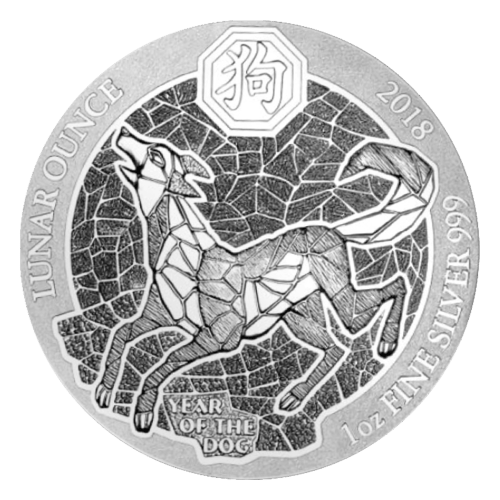 Pièce 1 once d'argent Lunaire Année du Chien du Rwanda 2018