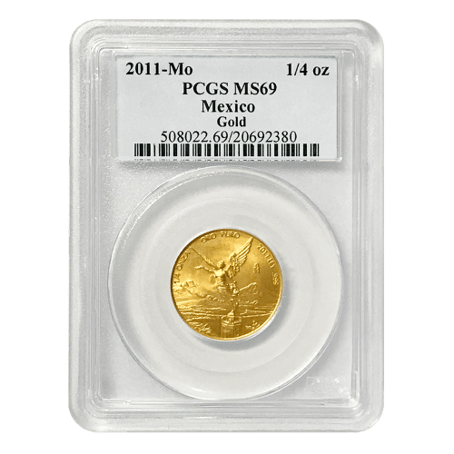 Pièce 1/4 d'once d'or Libertad mexicaine PCGS MS 69 2011