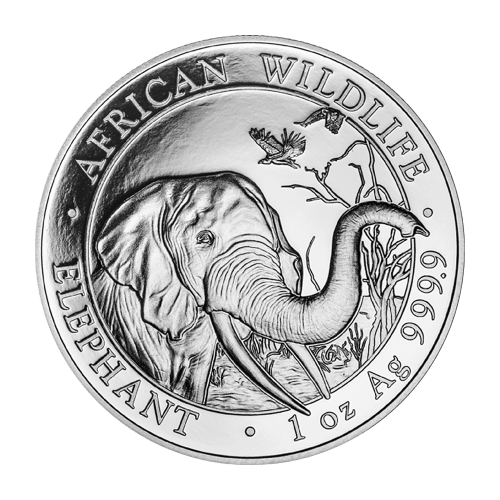 Pièce 1 once d'argent Éléphant africain somalien 2018