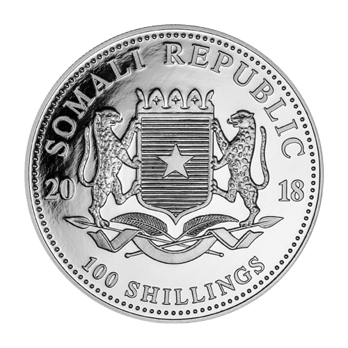 Pièce 1 once d'argent Éléphant africain somalien 2018