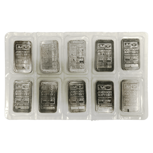 Sheet of 10 x 1 oz Sooter Studios Silver Bars | Johnson Matthey