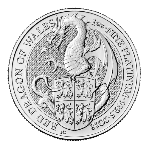 Pièce 1 once de platine Les Bêtes de la Reine : Dragon rouge du pays de Galles 2018 | La Monnaie royale