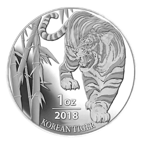 1 oz 2018 South Korean Tiger Silver Round | KOMSCO | Silver Gold