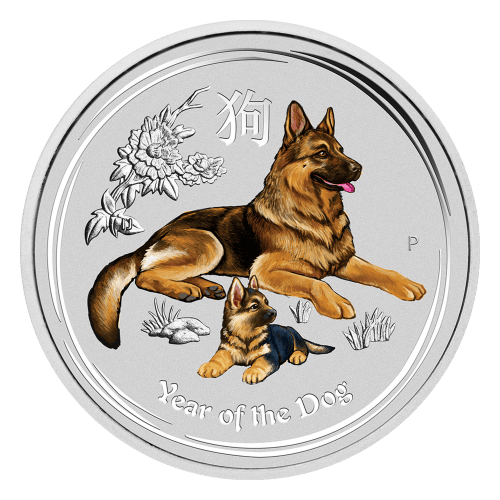 1 oz 2018 Lunar Year of the Dog Colourized Silver Coin | Perth Mint