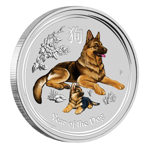 1 oz 2018 Lunar Year of the Dog Colourized Silver Coin | Perth Mint