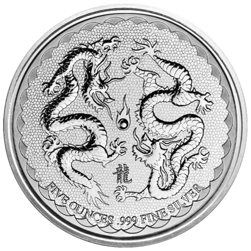 Pièce 5 onces d'argent Double Dragon Niue 2018