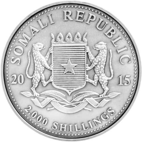 Pièce 1 kilo d'argent Éléphant africain vieilli Somalie 2015