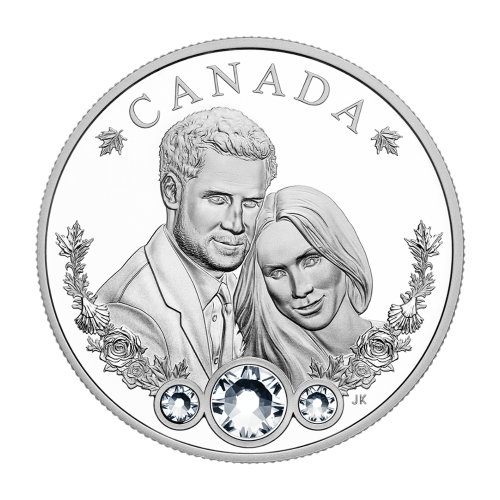 1 oz 2018 Royal Wedding of Prince Harry and Meghan Markle Swarovski® Silver Coin