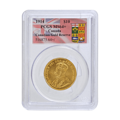 1914 $10 Canadian Gold Reserve PCGS MS-64+ Gold Coin | Silver Gold